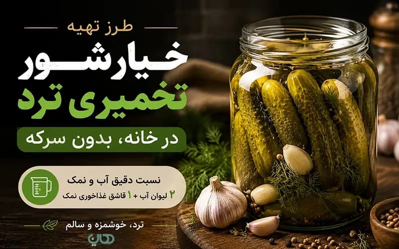طرز تهیه خیارشور تخمیری ترد در خانه، بدون سرکه + نسبت دقیق آب و نمک