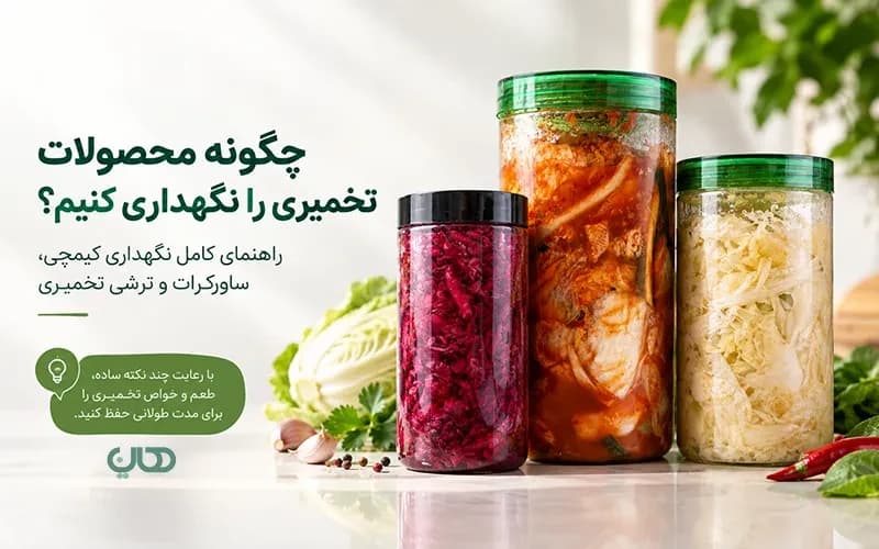 چگونه محصولات تخمیری را نگهداری کنیم؟ راهنمای کامل نگهداری کیمچی، ساورکرات و ترشی تخمیری