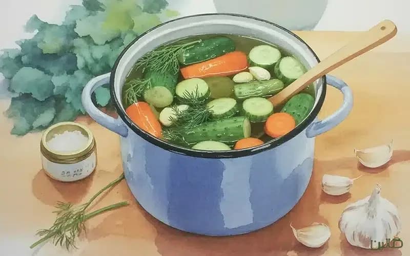 طرز تهیه ترشی/شور تخمیری خانگی با سبزیجات فصلی + نکات ایمنی و نگهداری